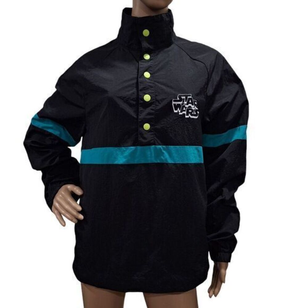 Star Wars Adult Rebel Leader Windbreaker Jacket Black/ Teal Size M‎